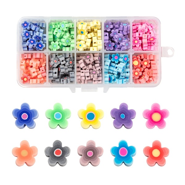 

PandaHall 300Pcs 10 Colors Handmade Flower Printed Polymer Clay Beads, for DIY Jewelry Making, Mixed Color, 9.6x4mm, Hole: 1.4mm, 10 colors..., Multicolor