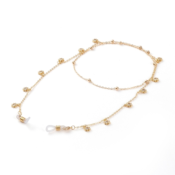 

PandaHall Brass Micro Pave Clear Cubic Zirconia Eyeglasses Chains, Neck Strap for Eyeglasses, with Cable Chains, Round Beads and Rubber Loop...