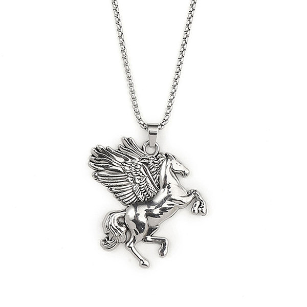 

PandaHall 201 Stainless Steel Chain, Zinc Alloy Pendant Necklaces, Pegasus, Antique Silver & Stainless Steel Color, 23.62 inch(60cm) 201...