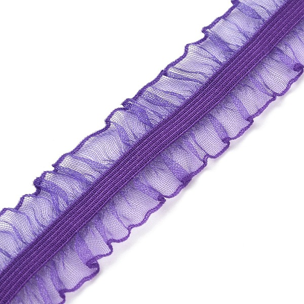 

PandaHall Chinlon Elastic Pleated Lace Trim, RUffled Elastic Trimming for Sewing, Gift Package Wrapping, Floral Designing, Indigo, 1 inch..., Purple