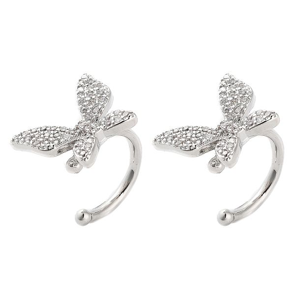 

PandaHall Brass Micro Pave Cubic Zirconia Cuff Earrings for Women, Butterfly, Platinum, 14x11x1.5mm Cubic Zirconia Butterfly