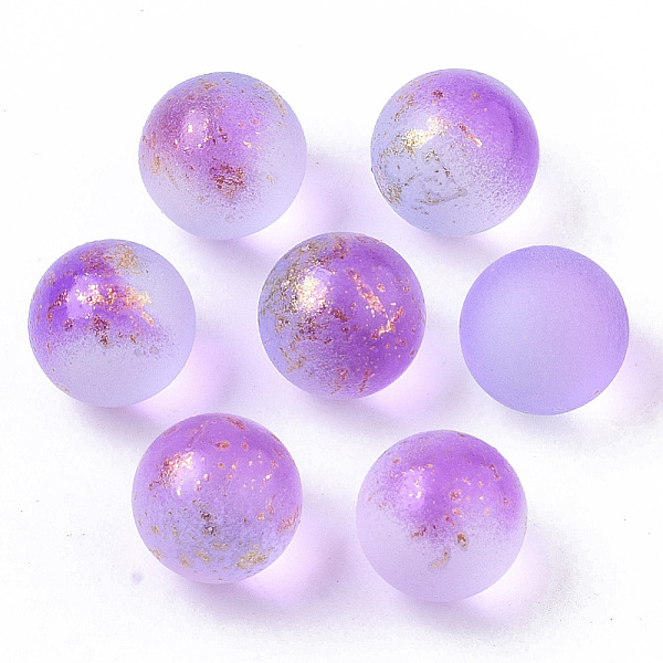 

PandaHall Transparent Spray Painted Frosted Glass Beads, with Golden Foil, No Hole/Undrilled, Round, Medium Orchid, 10mm Glass Round Purple