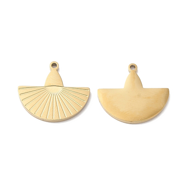 

PandaHall Ion Plating(IP) 316L Surgical Stainless Steel Pendants, Fan Charm, Textured, Real 18K Gold Plated, 14x16x1.3mm, Hole: 1mm 316L...