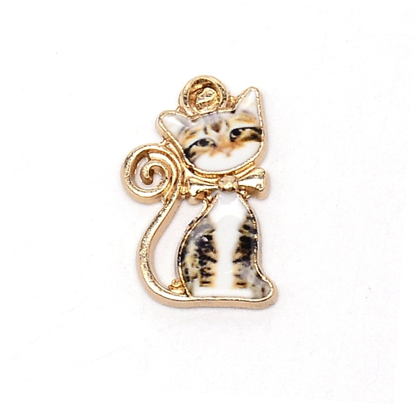 

PandaHall Alloy Enamel Pendants, Light Gold, Cat with Bowknot, White, 21x13x2.3mm, Hole: 2.3mm Alloy+Enamel Cat Shape White