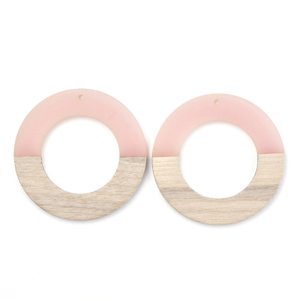 

PandaHall Resin & Wood Pendants, Ring, Misty Rose, 49x4mm, Hole: 1.8mm Resin+Wood Ring Red