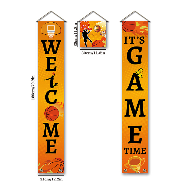 

PandaHall SUPERDANT Basketball Banner Hanging Home Porch Sign Yard Signs Game Time Welcome Banner Hanging Flag Couplet Door Union Hanging..., Orange