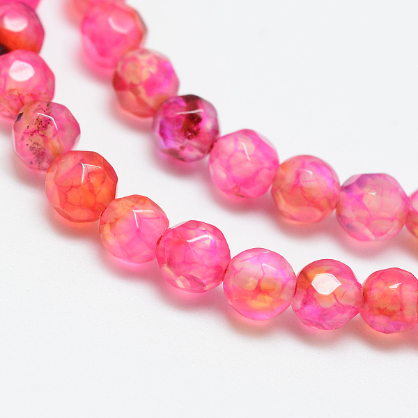 

PandaHall Natural Crackle Agate Bead Strands, Dyed, Faceted, Round, Hot Pink, 4mm, Hole: 1mm, about 87~90pcs/strand, 13.8~14.6 inch Crackle...