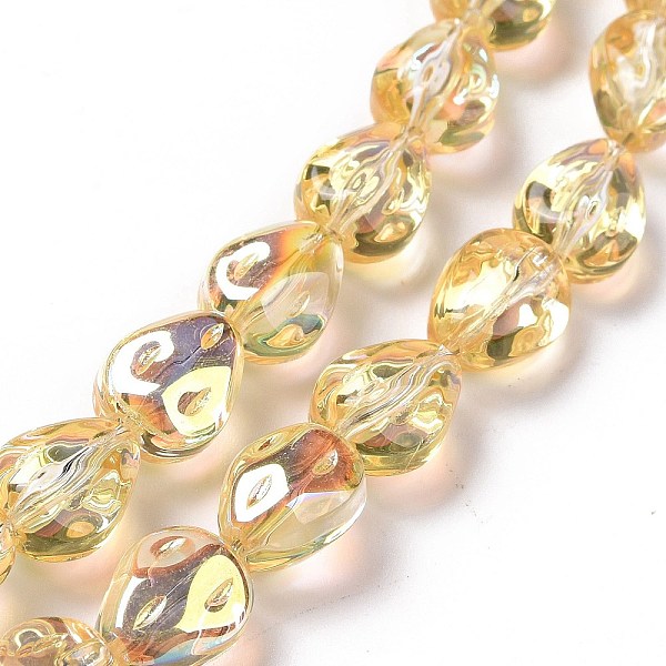 

PandaHall Transparent Electroplate Glass Beads Strands, Rainbow Plated, Teardrop, Gold, 11x9x6.6mm, Hole: 1.1mm, about 55pcs/strand, 24.25...