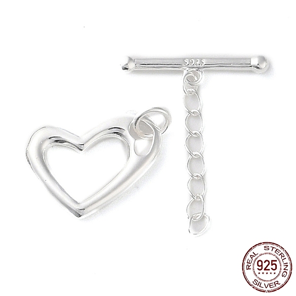 

PandaHall 925 Sterling Silver Toggle Clasps with Chain, Long-Lasting Plated, Heart with 925 Stamp, Silver, Heart: 17x12.5x2mm, T: 4x19x2.5mm...