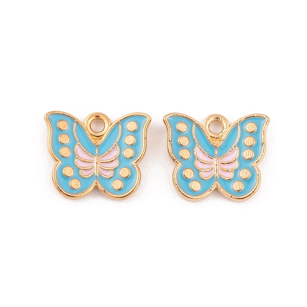 

PandaHall Light Gold Plated Alloy Enamel Pendants, Cadmium Free & Lead Free, Butterfly Charm, Dark Turquoise, 13x15x2.5mm, Hole: 2mm...