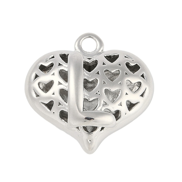 

PandaHall Hollow Brass Pendants for Valentine's Day, Heart with Letter, Real Platinum Plated, Letter L, 25x26x13mm, Hole: 2.5mm Brass Letter...