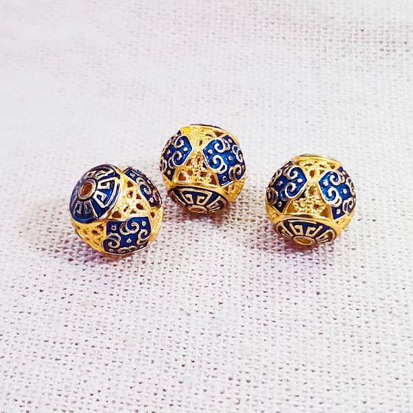 

PandaHall Brass Enamel Beads, Golden, Round, Flower, 12mm Brass+Enamel Flower