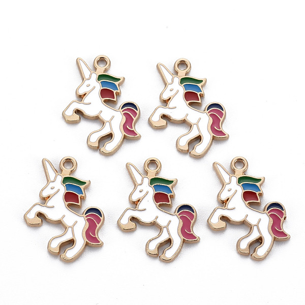 

PandaHall Alloy Enamel Pendants, Light Gold, Cadmium Free & Nickel Free & Lead Free, Unicorn, Hot Pink, 24x17.5x1.5mm, Hole: 1.6mm...