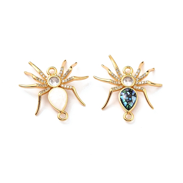 

PandaHall Rack Plating Brass Micro Pave Cubic Zirconia Connector Charms, with Enamel & Natural Shell, Long-Lasting Plated, Spider, Mixed..., Multicolor
