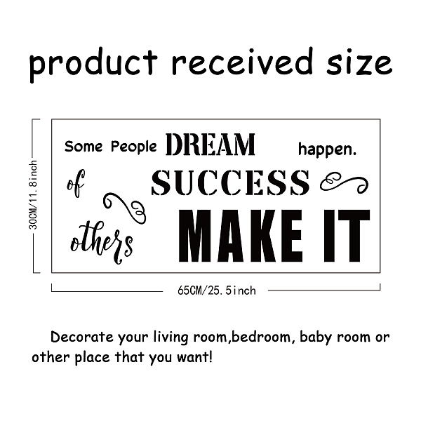 

PandaHall PVC Wall Stickers, for Wall Decoration, Word, 650x300mm PVC Word Black