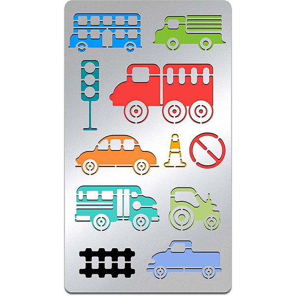 

PandaHall BENECREAT Car Metal Journal Stencil, Traffic Transport Stainless Steel Stencil Templates for Wood Burning, Engraving, Scrapbooking...