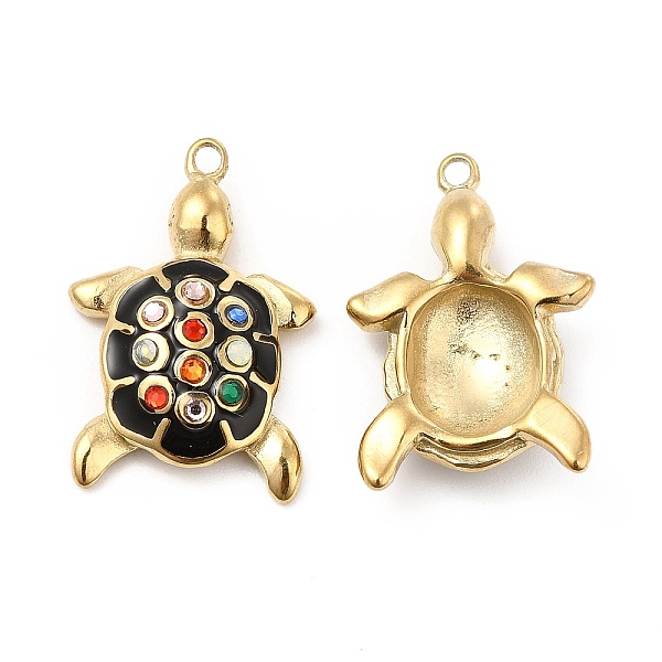 

PandaHall Vacuum Plating 201 Stainless Steel Black Enamel Pendants, Tortoise Charms, with Rhinestone, Real 18K Gold Plated, Colorful...