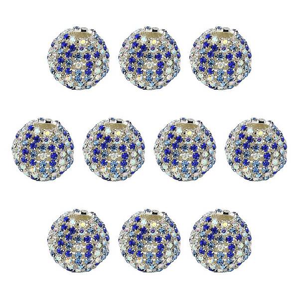 10 perle ronde en strass de verre scintillant