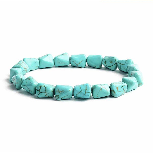 

PandaHall Turquoise Bracelet with Elastic Rope Bracelet, Male and Female Lovers Best Friend Natural Gemstone