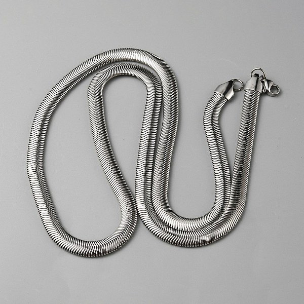 

PandaHall Titanium Steel Flat Snake Chain Necklace for Men Women, Stainless Steel Color, 23.62 inch(60cm) Titanium Steel
