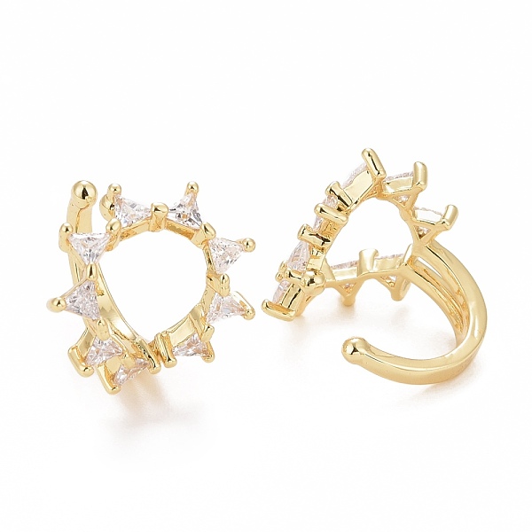 

PandaHall Clear Cubic Zirconia Twist Oval Cuff Earrings, Rack Plating Brass Jewelry for Women, Cadmium Free & Lead Free, Real 18K Gold...