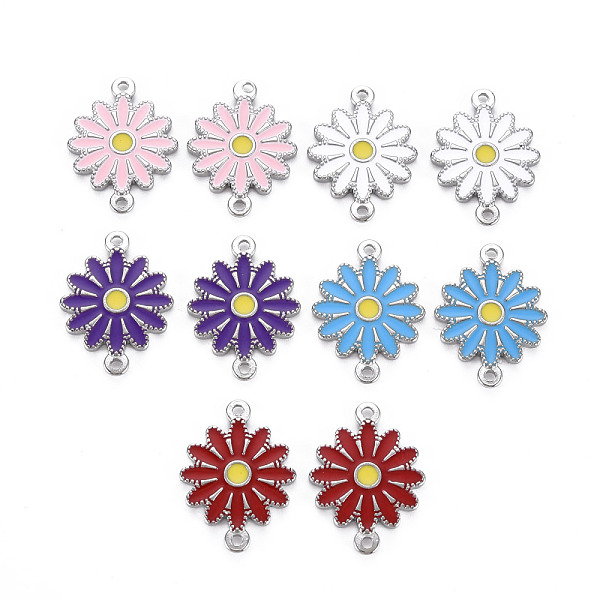 

PandaHall 304 Stainless Steel Enamel Links Connectors, Stainless Steel Color, Flower, Mixed Color, 21x15.5x2mm, Hole: 1.4mm 304 Stainless..., Multicolor