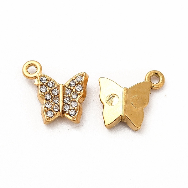 

PandaHall Ion Plating(IP) 316 Surgical Stainless Steel with Crystal Rhinestone Pendants, Butterfly Charms, Real 18K Gold Plated..., Clear