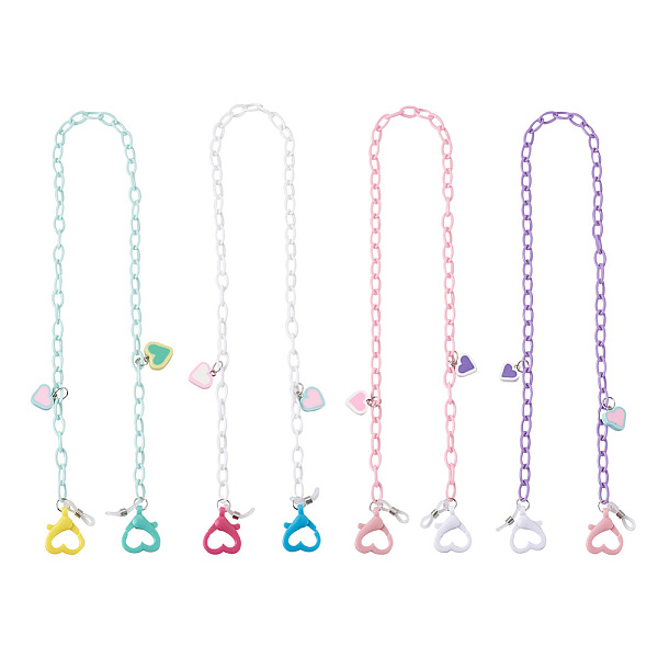 

PandaHall Biyun 4Pcs 4 Colors Eyeglasses Chains, Neck Strap for Eyeglasses, with Acrylic Cable Chains, Polymer Clay Heart Pendants and..., Multicolor