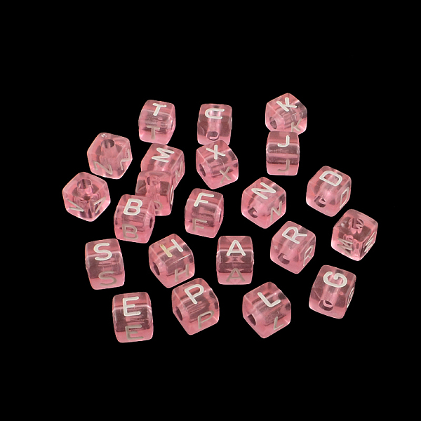 

PandaHall Transparent Acrylic European Beads, Random Mixed Letters, Horizontal Hole, Large Hole Cube Beads, Pearl Pink, 10x10x10mm, Hole...