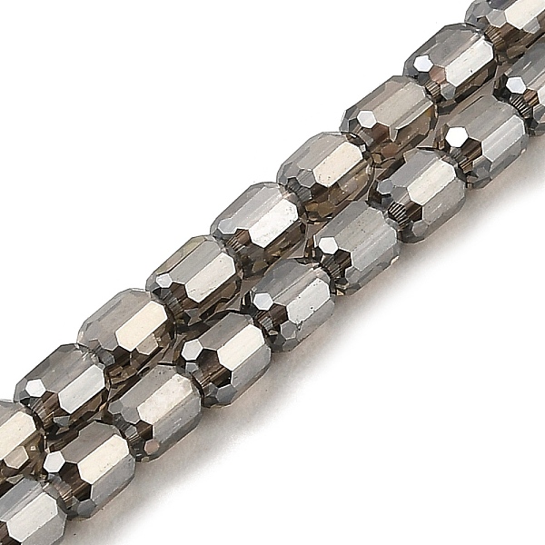 

PandaHall Electroplate Transparent Glass Beads Strands, Faceted, Column, Gray, 5.5x4mm, Hole: 1mm, about 75pcs/strand, 15.55~15.67 inch...