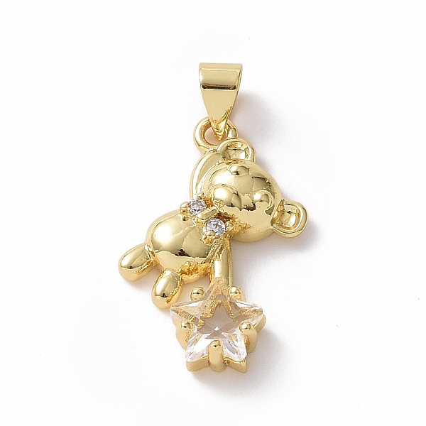 

PandaHall Brass Micro Pave Cubic Zirconia Pendants, Bear with Star Charm, Golden, Clear, 27x15x4.5mm, Hole: 5x4mm Brass+Cubic Zirconia Bear...