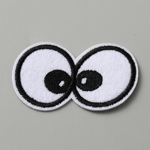 

PandaHall Cartoon Style Double Eye Embroidered Cloth Patches, Applique Patch, Sewing Craft Decoration, White, 37x60x1mm Cloth Eye White