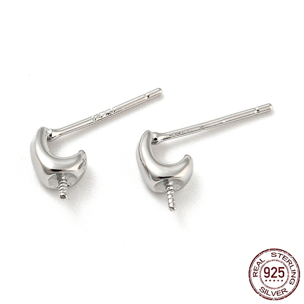 

PandaHall Rhodium Plated 925 Sterling Silver Stud Earring Findings, for Half Drilled Beads, with S925 Stamp, Real Platinum Plated, 8x3mm...