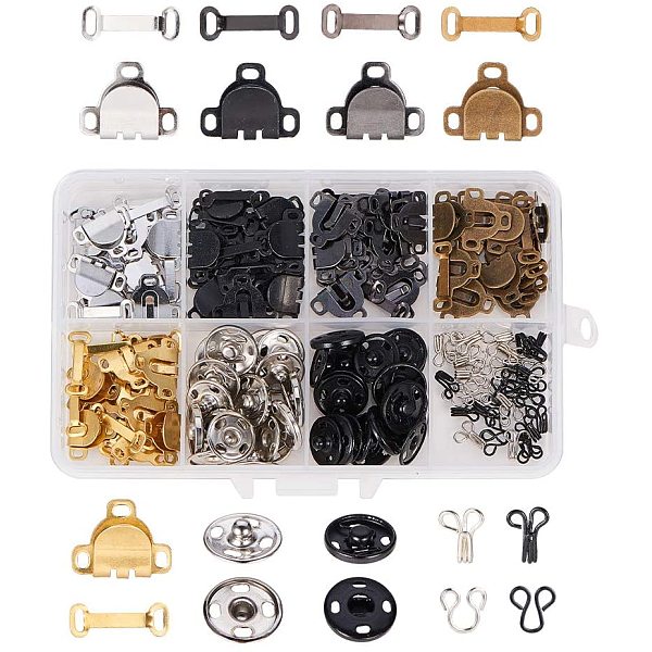 

PandaHall 90 Pairs 3 Styles Skirt Hooks and Eyes Sewing Hooks, 2 Colors Garment Sewing Hooks, Eye Set Iron Sewing Snap Button and Press...