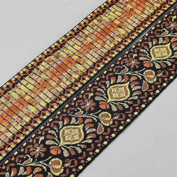 エスニックスタイルの花柄刺繍ポリエステルリボン