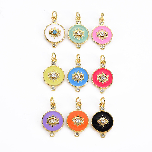

PandaHall Brass Micro Pave Cubic Zirconia Enamel Pendants, with Jump Rings, Cadmium Free & Nickel Free & Lead Free, Real 16K Gold Plated..., Multicolor