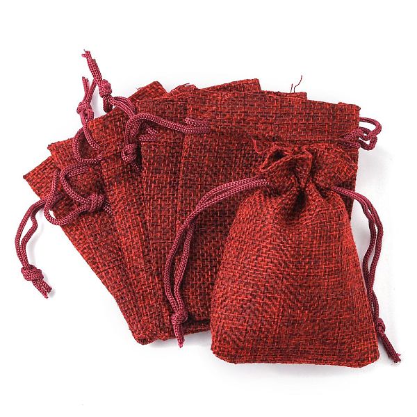 

PandaHall Burlap Packing Pouches Drawstring Bags, Dark Red, 9x7cm Burlap Red