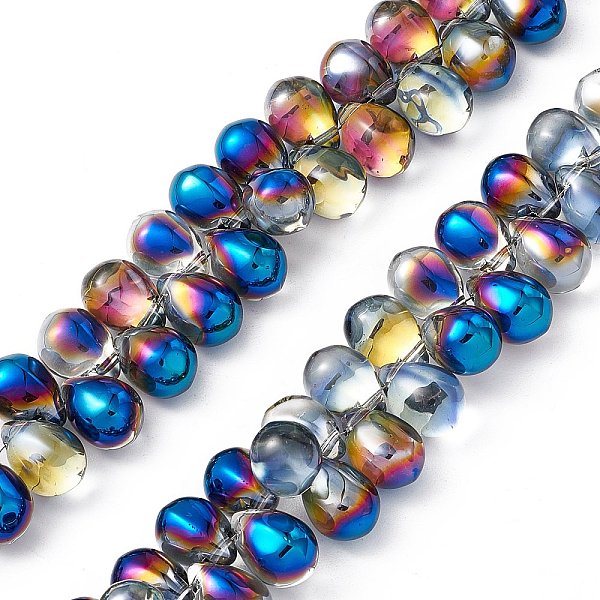 

PandaHall Electroplate Glass Beads Strands, Top Drilled Beads, Half Rainbow Plated, Teardrop, Colorful, 13~13.5x9.5mm, Hole: 0.9mm, about...