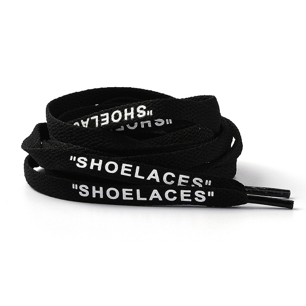 PandaHall Polyester Flat Custom Shoelace, Flat Sneaker Shoe String with Word, for Kids and Adults, Black, 1200x9x1.5mm, 2pcs/Pair Polyester...