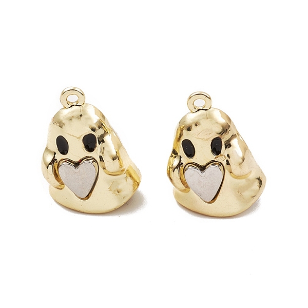 Pandahall Spray Painted Alloy Pendants, Long-Lasting Plated, Lead Free & Cadmium Free, Ghost With Heart, Gold, 21X15x10.5Mm, Hole: 1.5Mm...