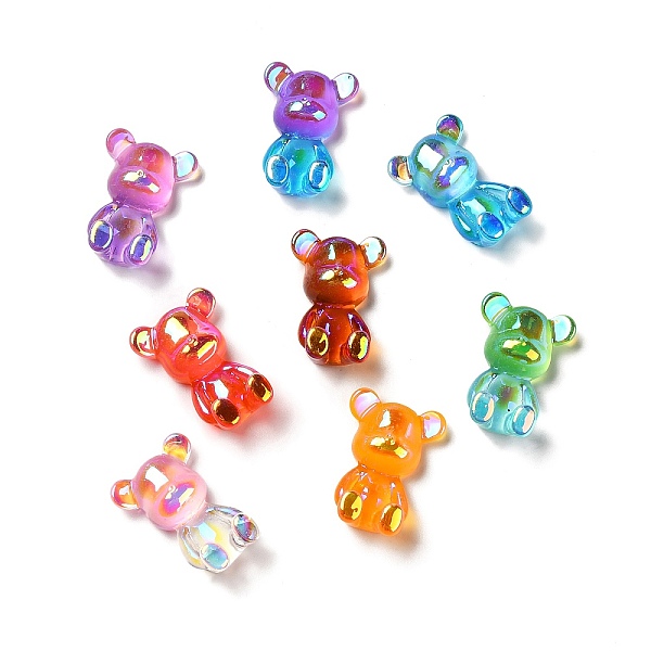 

PandaHall Transparent Resin Cabochons, AB Color Plated, Two Tone, 3D Bear, Mixed Color, 28x19x11.5mm Resin Bear Multicolor
