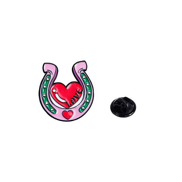

PandaHall Valentine's Day Badges, Alloy Enamel Pins, Cute Cartoon Brooch, Clothes Decorations Bag Accessories for Women, Horse Shoe, 27x25mm...