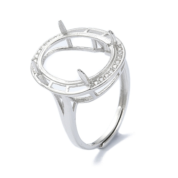 

PandaHall Adjustable 925 Sterling Silver Ring Components, with Cubic Zirconia, For Half Drilled Beads, Real Platinum Plated, 1~3mm, Inner...
