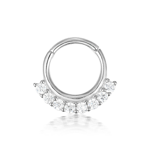 

PandaHall Rhodium Plated 925 Sterling Silver Micro Pave Cubic Zirconia Hoop Earrings, with S925 Stamp, Platinum, 1mm Cubic Zirconia Clear