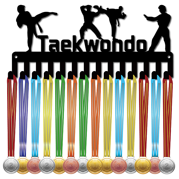 

PandaHall CREATCABIN Taekwondo Medal Holder Medal Hanger Display Rack Sports Hanging Athlete Awards Iron Small Wall Mount Decor with 14..., Black
