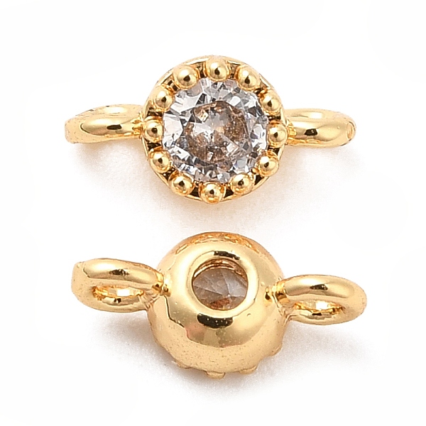 

PandaHall Brass Pave Clear Glass Connector Charms, Single Stone Flat Round Links, Real 18K Gold Plated, 8x4x3mm, Hole: 1.2mm Brass+Glass...