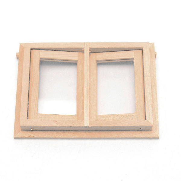 PandaHall Mini-Display Wood Windows, Can Be Opened, Dollhouse Accessories Pretending Prop Decorations, Bisque, 72x96x16mm Wood Rectangle...