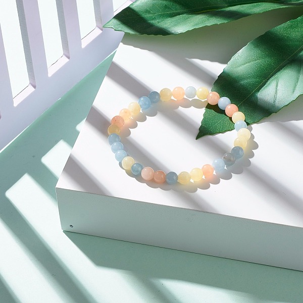 

PandaHall Natural White Jade Round Beads Stretch Bracelet for Her, Light Yellow, Beads: 6.5mm, Inner Diameter: 2-1/8 inch(5.5~5.6cm) White...