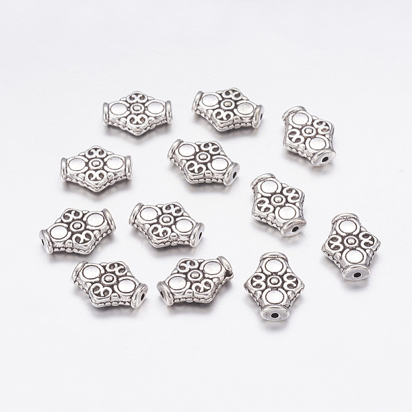 

PandaHall Tibetan Style Alloy Beads, Rhombus, Cadmium Free & Nickel Free & Lead Free, Antique Silver, 15x12.5x4.5mm, Hole: 1.5mm Alloy...