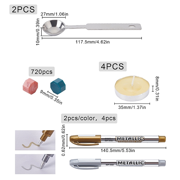 

PandaHall CRASPIRE DIY Scrapbook Making Kits, Including Sealing Wax Particles, Iron Wax Sticks Melting Spoon, Candle and Marking Pen...